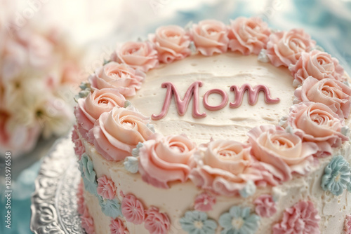 Beautiful Mother’s Day cake with pink floral decorations