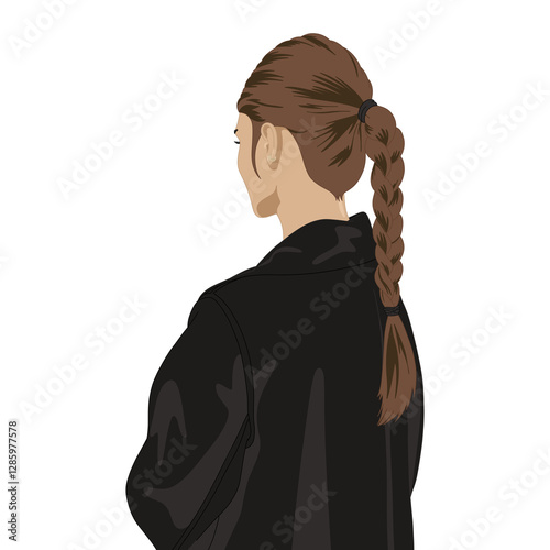 Woman with a Sleek Ponytail in a Black Coat