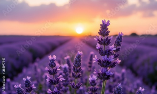 Lavender field at sunset