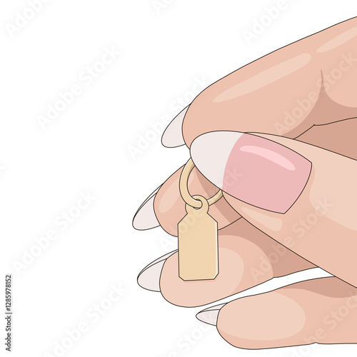 Elegant Hand Holding a Golden Label