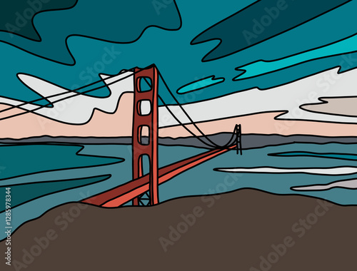 Golden Gate Bridge in a Minimalist Style