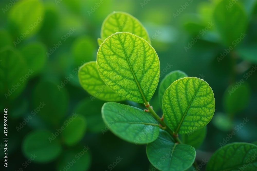 Overlapping eucalyptus leaves, vibrant green hues, bright, design, plant