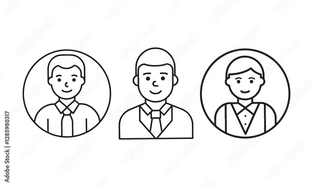 Business Professional Line Icons, Male Avatar line art Icons Business Professional Line Icons, Male Avatar line art Icons
