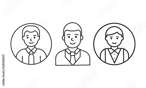 Business Professional Line Icons, Male Avatar  line art Icons