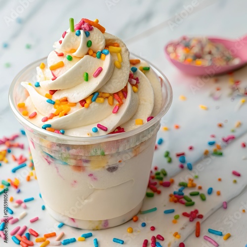 Ice cream cup with colorful sprinkles