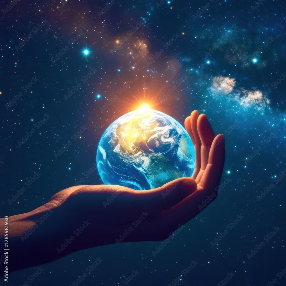 Hand holding a globe Hand holding a globe