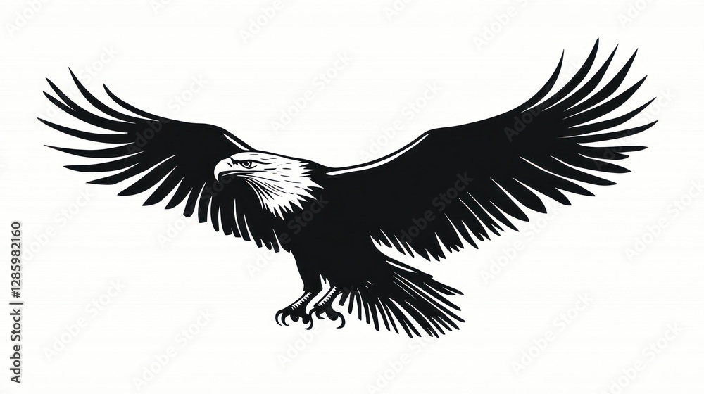 Obraz premium Majestic eagle in flight, powerful silhouette, strong wings. Stock photo