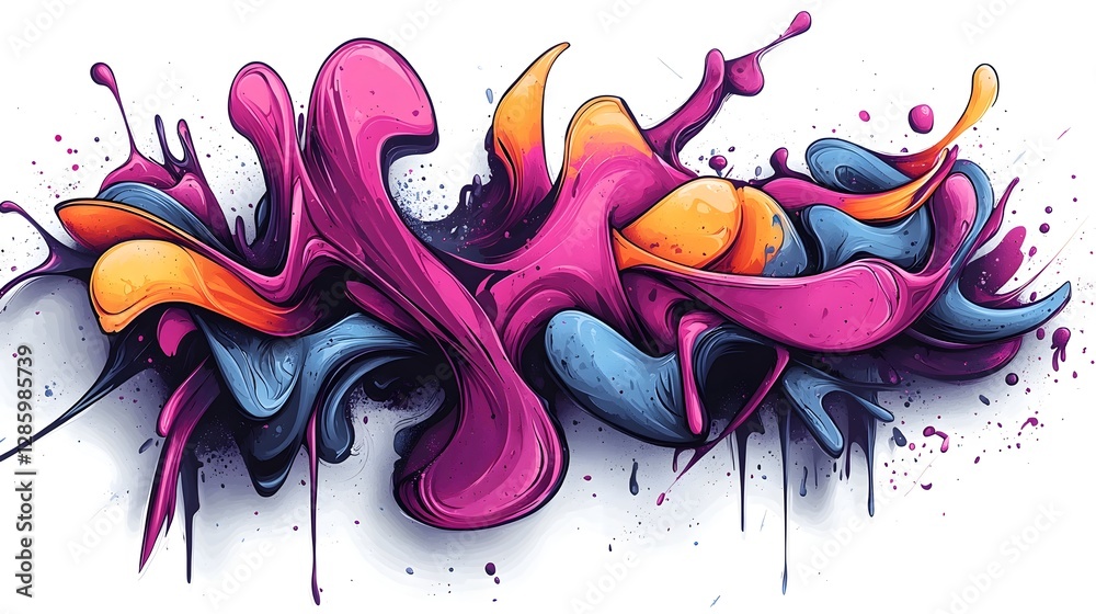 Fototapeta premium Vibrant Abstract Colorful Splash of Dynamic Liquid Shapes in Motion
