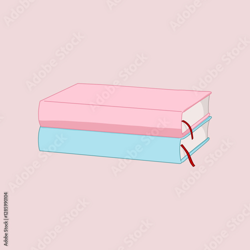 Stack of Pastel Books with Bookmark
