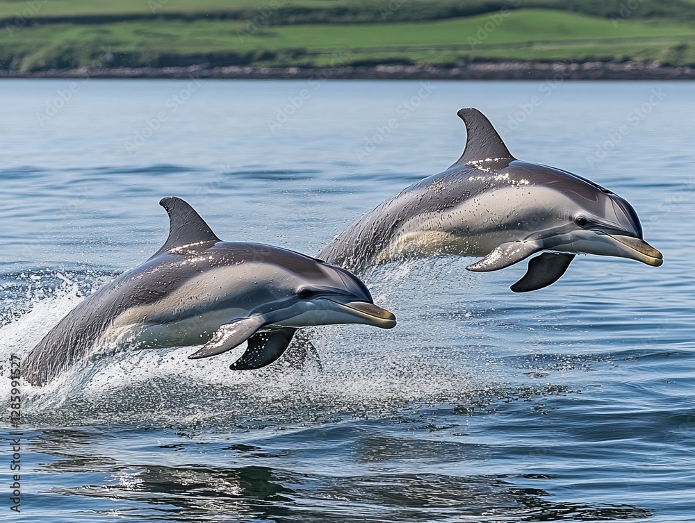 Fototapeta premium Sustainable marine reserve with realistic dolphin photography