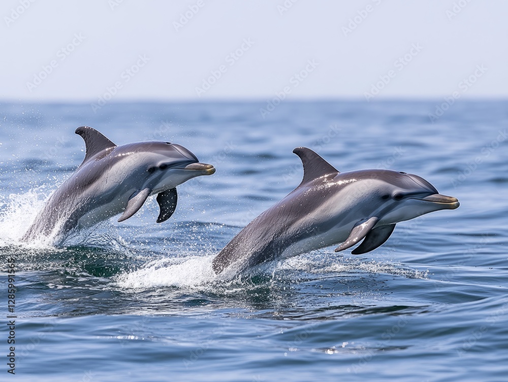 Naklejka premium Sustainable marine reserve with realistic dolphin photography