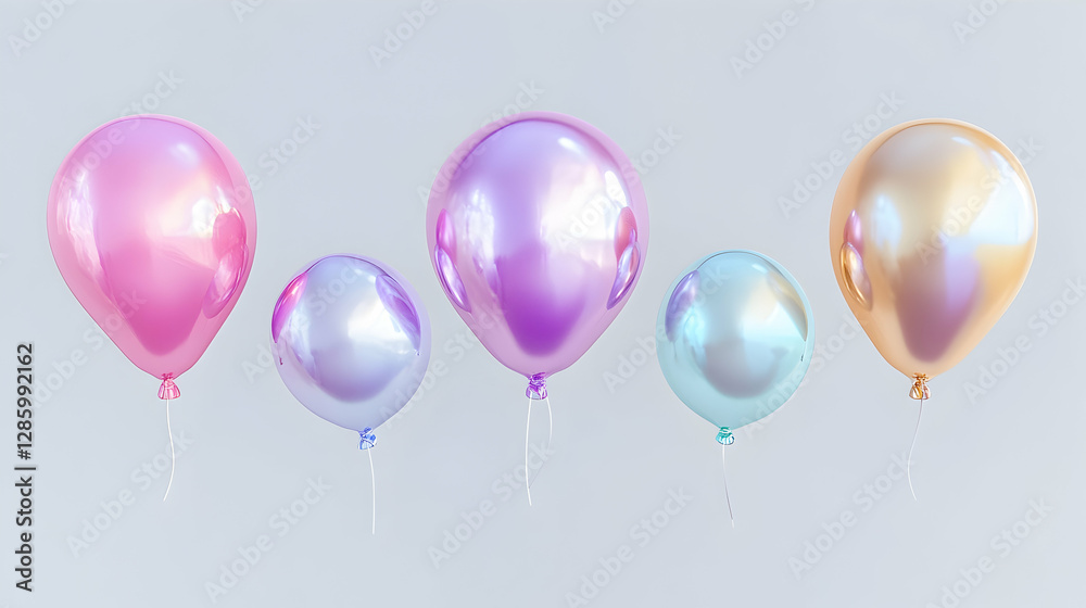 Colorful balloons floating in different shapes on a transparent background. Isolated on White Background, - Colorful balloons floating in different shapes on a transparent background. Isolated on White Background, -