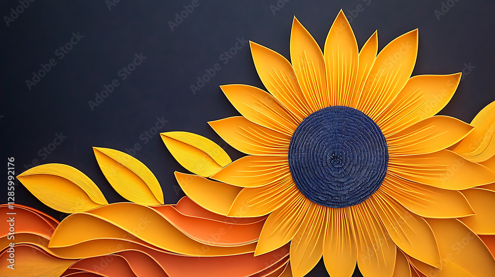 Obraz premium Paper cut spring flowers and leaves Fresh spring nature background. Floral with leaves cut of paper Flower paper style, colorful rose, paper craft floral