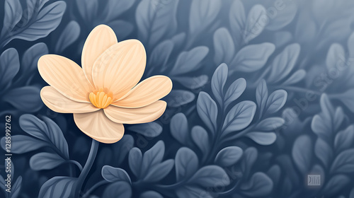 Paper cut spring flowers and leaves Fresh spring nature background. Floral with leaves cut of paper Flower paper style, colorful rose, paper craft floral