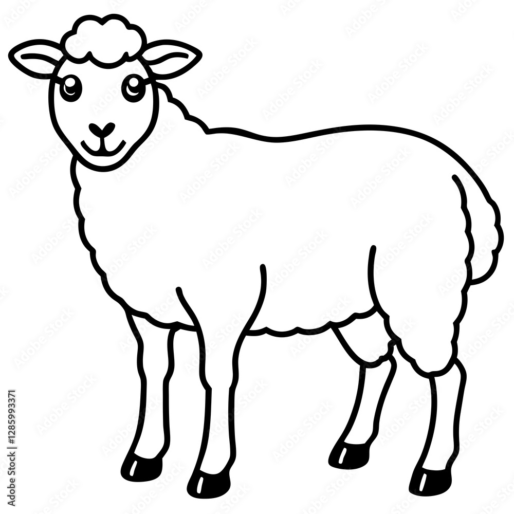 Fototapeta premium Fluffy Sheep Linework