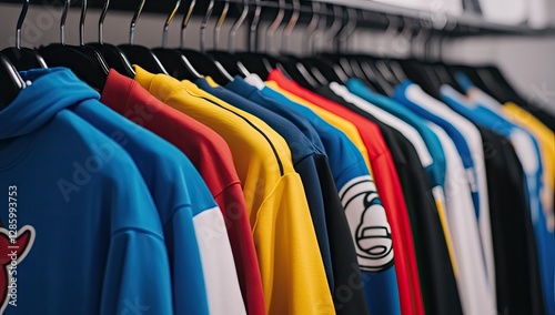 Wallpaper Mural Colorful sportswear collection hanging on racks Torontodigital.ca