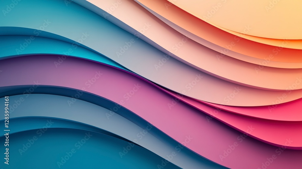 Fototapeta premium Colorful Abstract Waves of Paper in Soft Tones Creating Visual Harmony and Depth