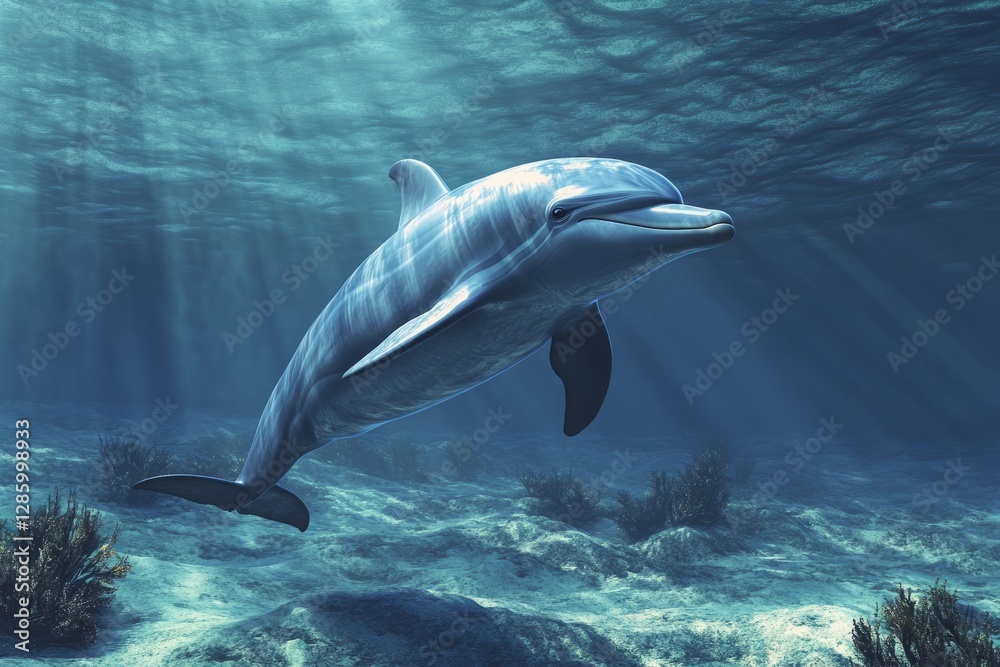 Fototapeta premium Dolphin research in protected ocean environment