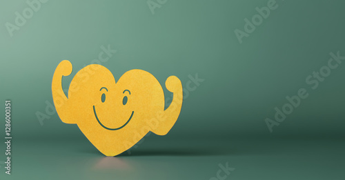 Принти на полотні a Strong Smiling Heart Paper represent a Very Well Mental and Body,  also Love a