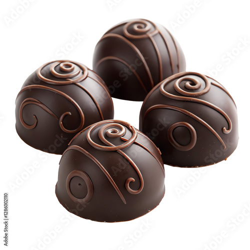 Chocolate truffles, isolated on transparent background