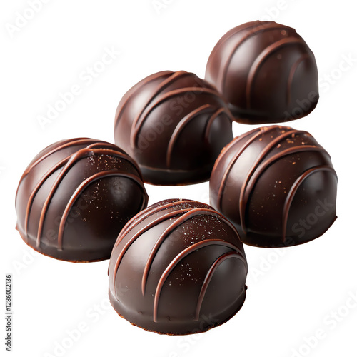 Chocolate truffles, isolated on transparent background