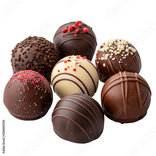 Chocolate truffles, isolated on transparent background