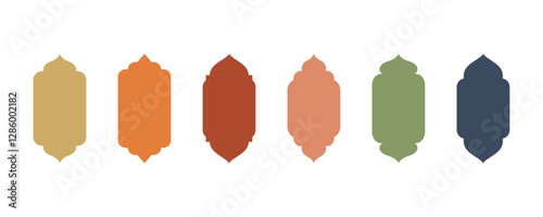Set of Islamic window shape frame in flat style, Arab frame set oriental style islamic eid and ramadan design. vector illustration
