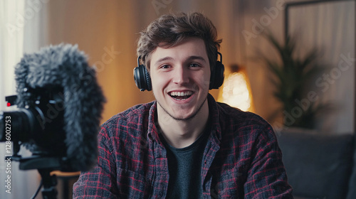 A Youtuber Recording a Video in a Home Office Setting