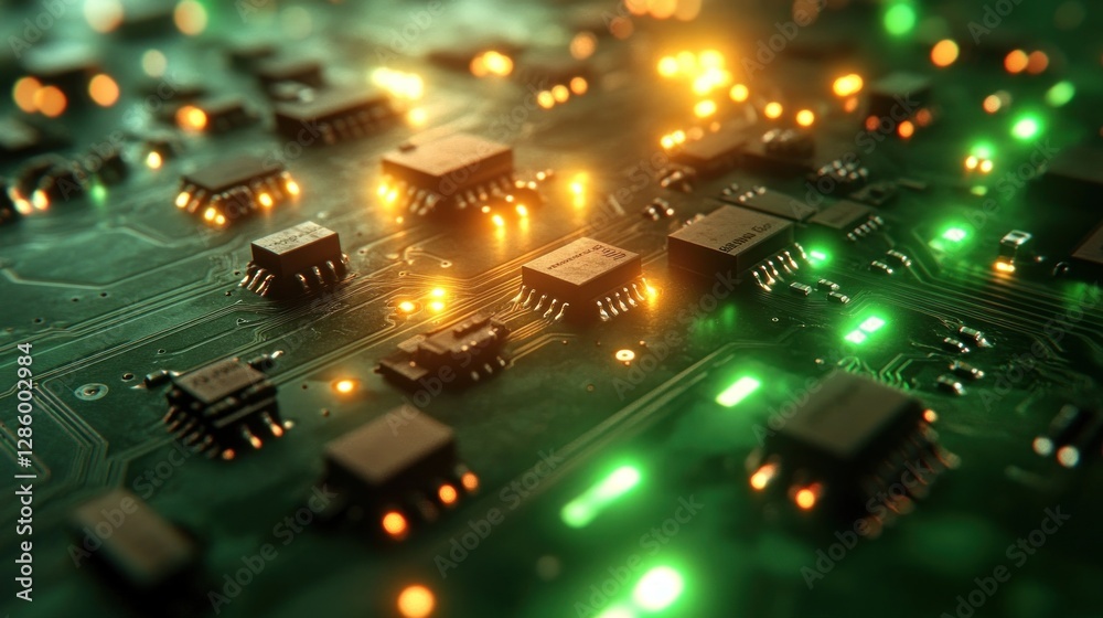 Naklejka premium Illuminated Circuit Board Technology