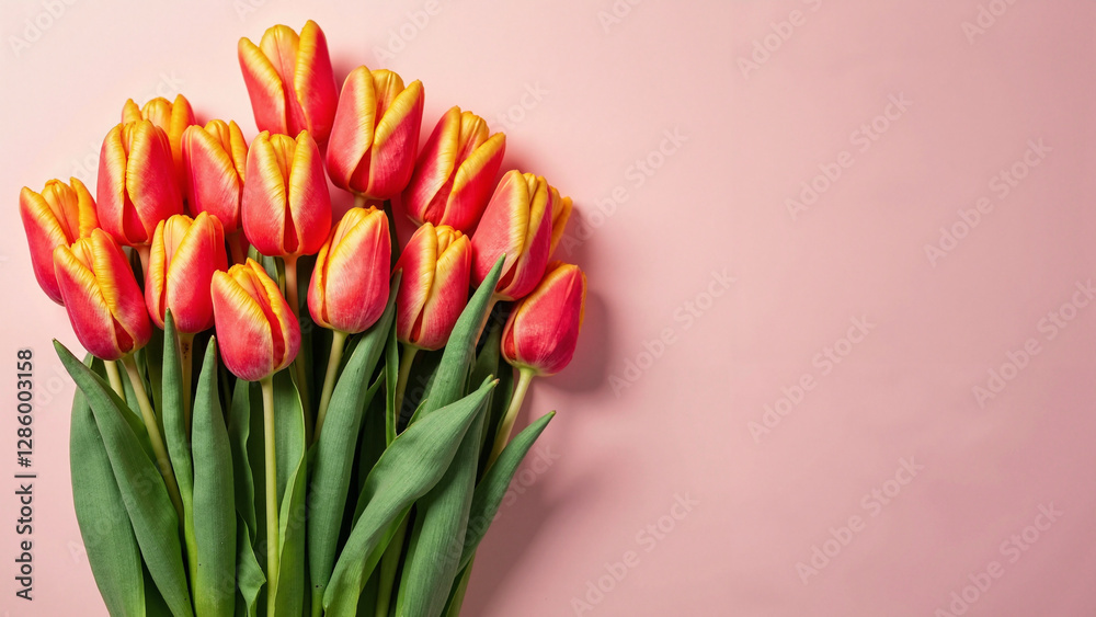 Vibrant Orange and Red Tulip Bouquet: Perfect for Women's Day, Mother's Day, and 8th March Celebrations Vibrant Orange and Red Tulip Bouquet: Perfect for Women's Day, Mother's Day, and 8th March Celebrations