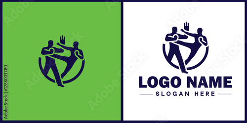 Self-Defense Class icon Martial arts training Personal protection course Combat skills workshop flat logo sign symbol editable vector