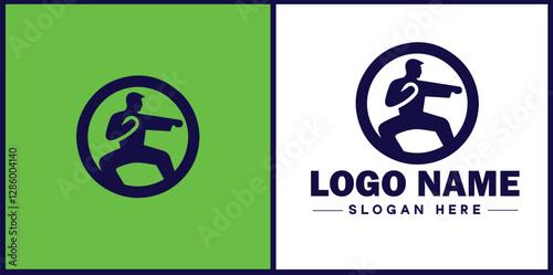 Self-Defense Class icon Martial arts training Personal protection course Combat skills workshop flat logo sign symbol editable vector