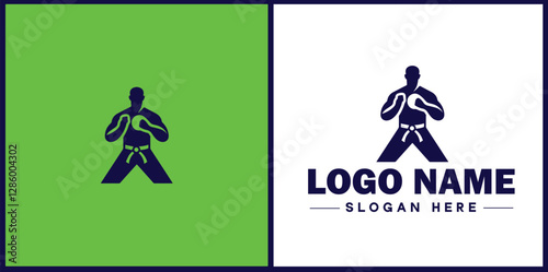 Self-Defense Class icon Martial arts training Personal protection course Combat skills workshop flat logo sign symbol editable vector