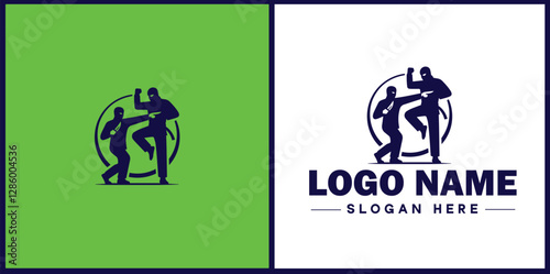 Self-Defense Class icon Martial arts training Personal protection course Combat skills workshop flat logo sign symbol editable vector