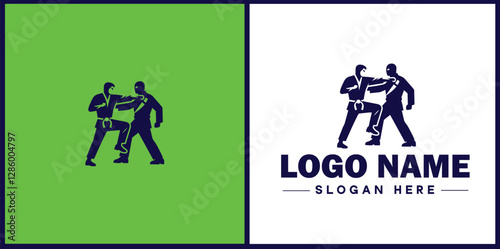 Self-Defense Class icon Martial arts training Personal protection course Combat skills workshop flat logo sign symbol editable vector