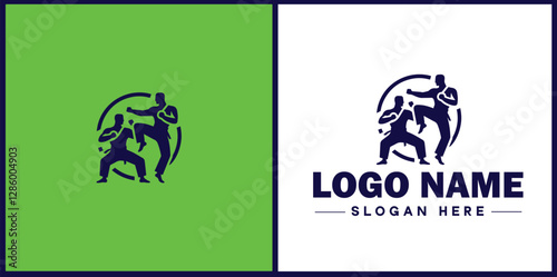 Self-Defense Class icon Martial arts training Personal protection course Combat skills workshop flat logo sign symbol editable vector