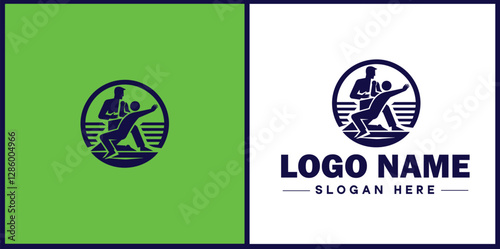 Self-Defense Class icon Martial arts training Personal protection course Combat skills workshop flat logo sign symbol editable vector