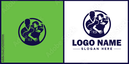 Self-Defense Class icon Martial arts training Personal protection course Combat skills workshop flat logo sign symbol editable vector