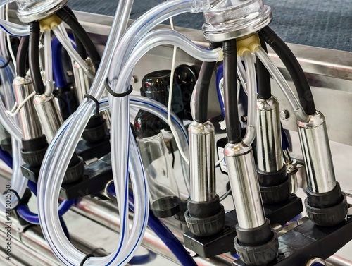 Billede på lærred Innovative milking machine technology transforms dairy farming efficiency and pr