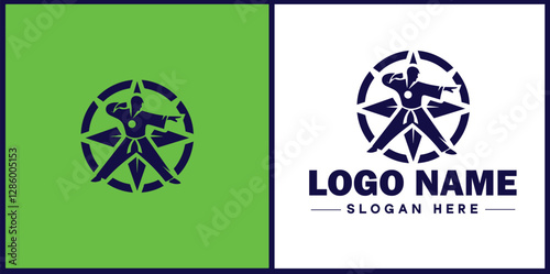 Self-Defense Class icon Martial arts training Personal protection course Combat skills workshop flat logo sign symbol editable vector