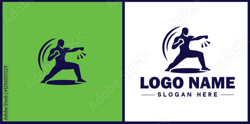 Self-Defense Class icon Martial arts training Personal protection course Combat skills workshop flat logo sign symbol editable vector