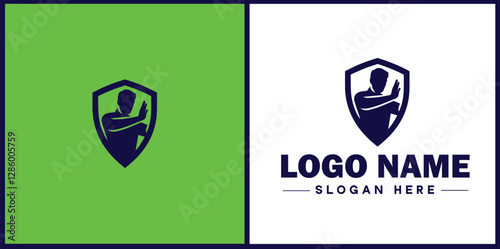Self-Defense Class icon Martial arts training Personal protection course Combat skills workshop flat logo sign symbol editable vector