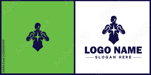 Self-Defense Class icon Martial arts training Personal protection course Combat skills workshop flat logo sign symbol editable vector
