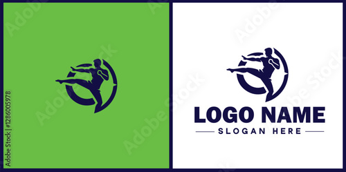 Self-Defense Class icon Martial arts training Personal protection course Combat skills workshop flat logo sign symbol editable vector