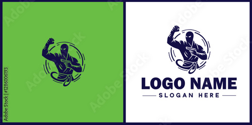 Self-Defense Class icon Martial arts training Personal protection course Combat skills workshop flat logo sign symbol editable vector