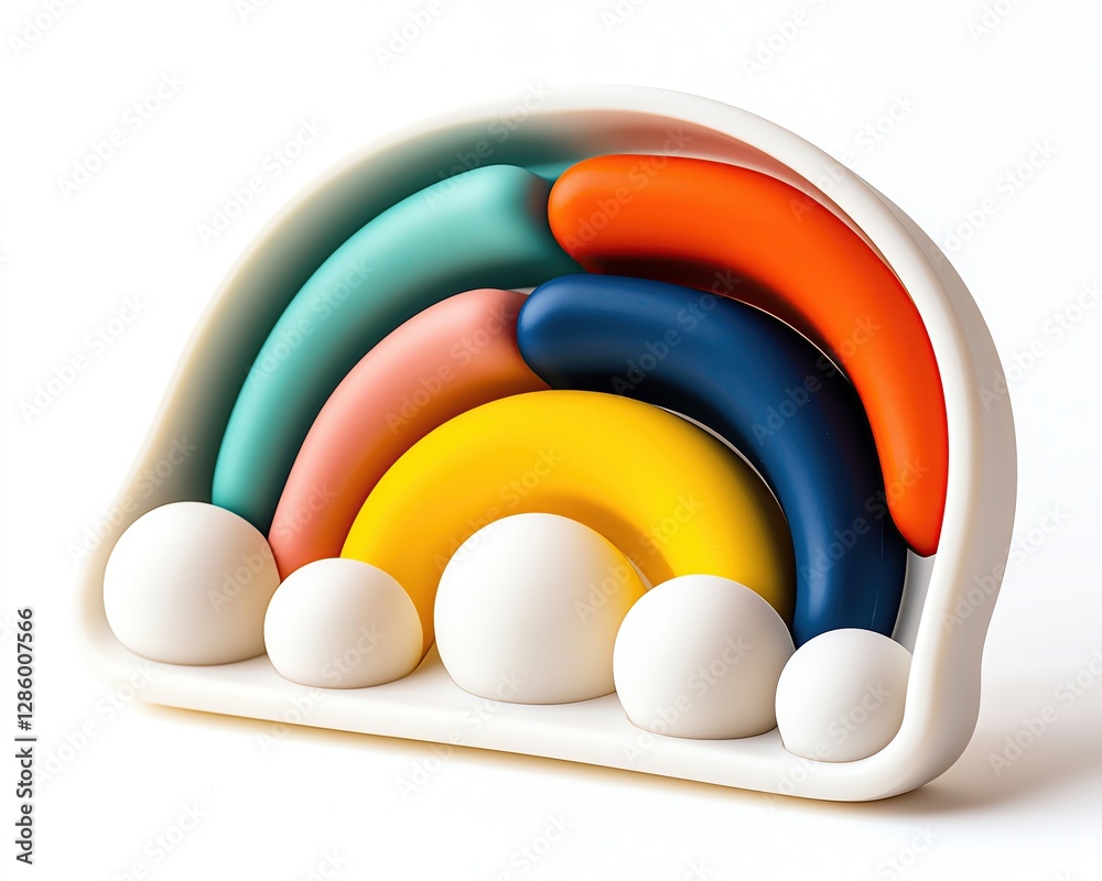 Obraz premium product photo on white background. super unique and interactive silicone toddler toy. bright retro colors