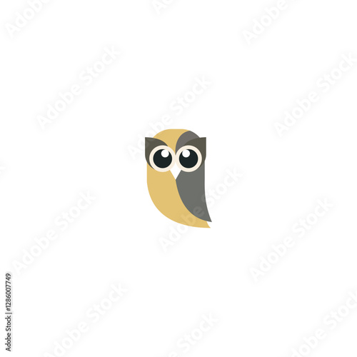Unique owl logo with minimalist shapes and colors