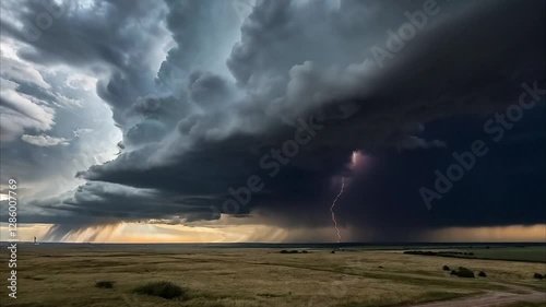 Cinematic 4K Timelapse of Dramatic Thunderstorm Over Open Plains