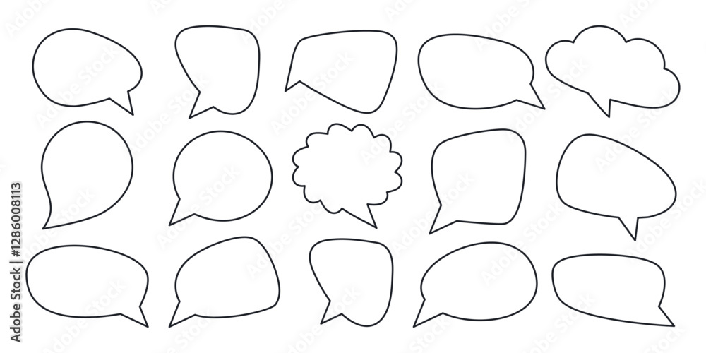 Naklejka premium Set of comic style speech bubbles outlines, vector illustration