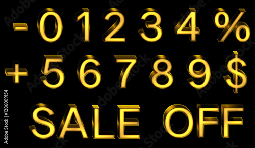 Birthday golden numbers isolated on black background. Set of golden yellow isolated numbers. Shiny 3D metallic realistic vector design elements for birthday, celebration, party, sale.